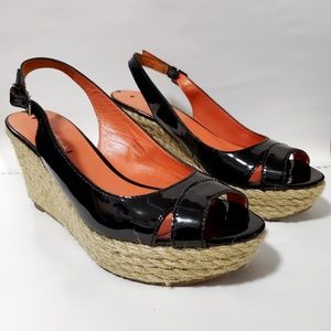 VIA SPIGA black leather wedged espadrilles
